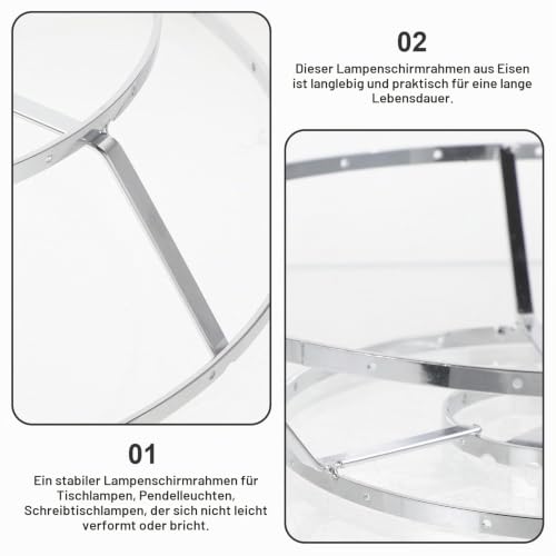 Anneome Lampshade Frame Made of Metal Hanging Lamp Frame for DIY Lampshade Lampshade Holder for Table Lamps and Desk Lamps Easy Assembly for Home, Office and Bar 9.84 x 9.84 x 2.36 Inches