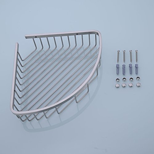304 Stainless Steel Shower Caddy Corner Basket Shelf Bathroom Organizer Wall Mounted Storage, Brushed Nickel