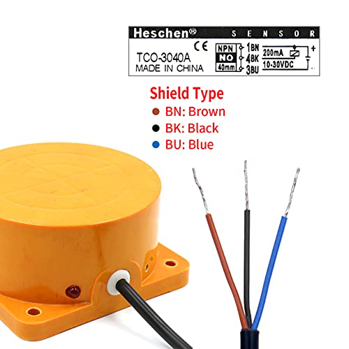 Heschen Inductive Proximity Sensor Switch TCO-3040A Detector 40 mm 6-36V DC 300mA NPN Normally Open(NO) 3 wire