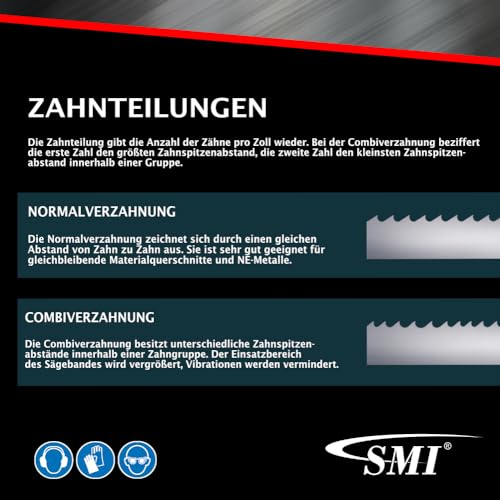 SMI Set of 3 Bi-Metal M42 Saw Bands, 1335 x 13 x 0.65 mm, 10/14 TPI for Femi 780XL, 783XL, 782 XL, Berg & Schmid MBS 85, Flex SBG 4908 and 4910, Alfra, Flott, Metallkraft Band Saw Blade
