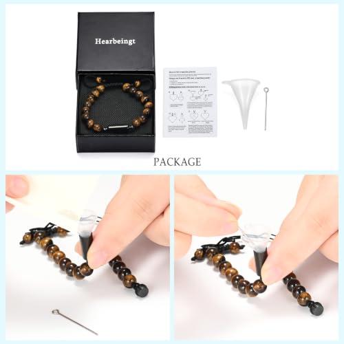 Hearbeingt Cremation Jewelry Urn Bracelet for Ashes Braided Rope Beads Tiger Eye-Always in my heart