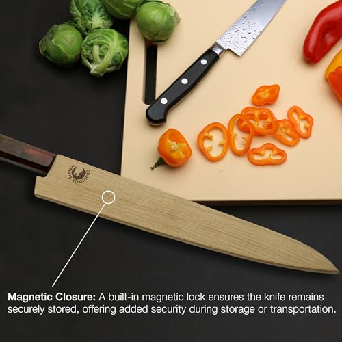 Yoshihiro Magnetic Oak Wood Saya Cover Blade Protector for Sujihiki Slicer (270mm) 10.5" Magnolia
