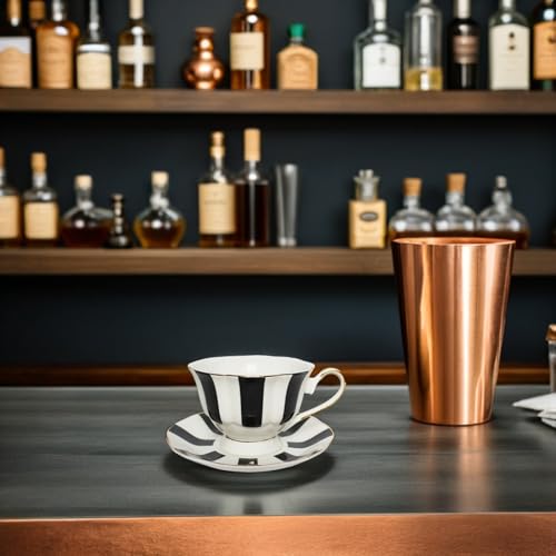 UPKOCH Polka Dot Cup and Saucer Set Ceramic Coffee Cup with Matching Dish European Style Mug for Latte Cappuccino Tea Milk 5.51 X 5.51 X 2.95 in Black 13.4X13.4CM