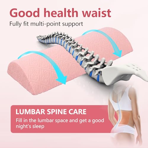 Cozyhealth - 2.95" H*18.7" L - Soft Small Lumbar Pillow for Sleeping, Memory Foam Back Lumbar Support Cushion for Lower Back Pain Relief Bed Waist Sleep Support Pillow for Side, Back (Pink, Small) Pink