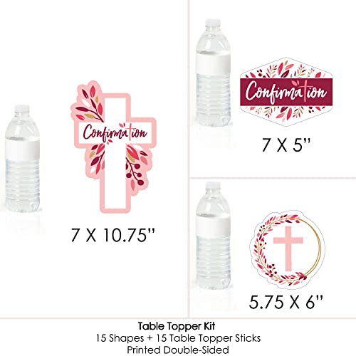Confirmation Pink Elegant Cross Party Centerpieces - Table Toppers - 15pc