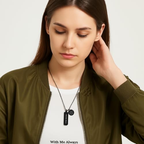 Cremation Cylinder Necklace for Ashes for Ashes Stainless Steel Urn Locket Pendant Cremation Memorial Jewelry Black