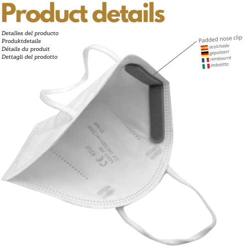 Pack of 20 7-Layer FFP3 Masks, CE Approved, High Protection, >99%, Individually Packed, Disposable - Not Reusable, Adult Size, Without Valve, White 1 piece (pack of 20)