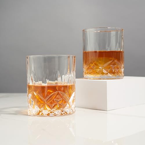 Viski Admiral Rocks Glasses, Clear Crystal Glass Gifts for Men 9oz Set of 2