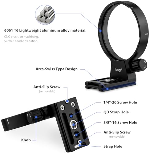 Haoge LMR-SM140S Lens Collar Replacement Foot Tripod Mount Ring Stand Base for Sigma 100-400mm F5-6.3 DG DN OS Lens Sony E Mount Art 105mm F1.4 DG HSM Built-in Arca Type Quick Release Plate