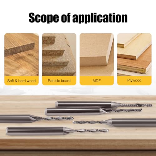 Trvoxviq 10-piece CNC router bits set with straight carbide end mill bits, 1/8-inch shank for wood and MDF