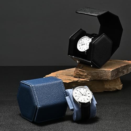 Oirlv Single Watch Box Blue Hexagonal 1-Slot
