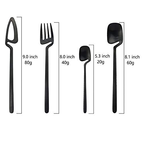 JASHII Hangable 24-Piece Silverware Set, Satin Finish Flatware Cutlery Set Service for 6, Knives/Forks/Spoons Included, Dishwasher Safe (Matte Black) service 6