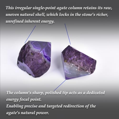 Natural Agate Geode Point Tower Faceted Crystal Stone Tip Rough Rock Base Dyed Purple 0.6-1.1 Pound