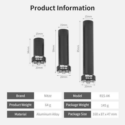 Nitze 15mm Rod Kit with 1/4" Screw and Removable Locating Pins - R15-AK R15-AK (with 1/4" Locating pins)