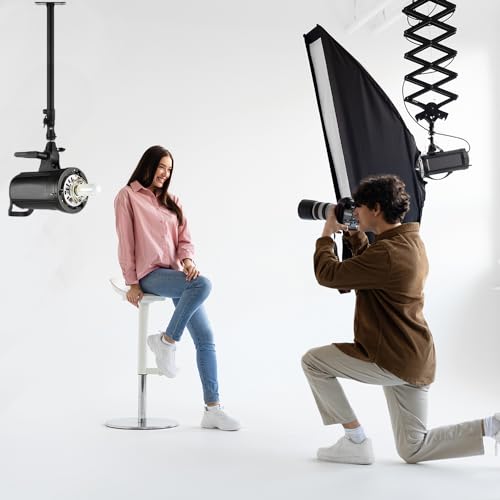 Camera Ceiling Wall Mount Light Stand 14.1-21.6inches/36-55 cm with 1/4 inch to 3/8 inch Universal Adapter Photography Arm for Photo Studio Video Light, Flash, Ring Light, Reflector