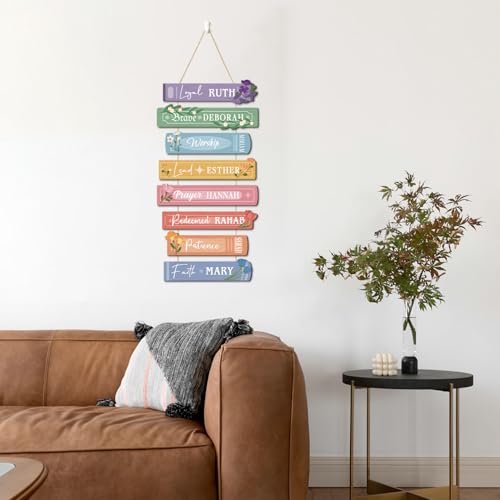 IARTTOP Women of The Bible Verse Christian Floral Wooden Hanging Sign Faith