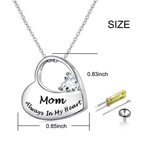 Flyow Cremation Urn Necklace for Ashes for Mom S925 Sterling Silver Keepsake Urn Jewelry Memorial Pendant Necklace for Women