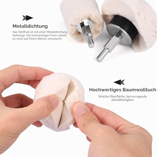 Polishing Attachment for Cordless Screwdriver Polishing Disc, 11 Pieces Brush Set Conical Cotton Velvet Polishing Pad Wheel Polishing Cone Polishing Buffing Pad with 2 Pieces Polishing Paste for Metal | 11pcs bürsten satz konischer baumwollsamt Polierp...