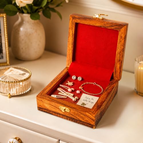 Handmade Wooden Jewelry Box Organizer Wooden Trinket Keepsake Jewellery Storage Box Multipurpose Organizer Chest Great Gift For Your Loved Ones SMALL (5" x 5")