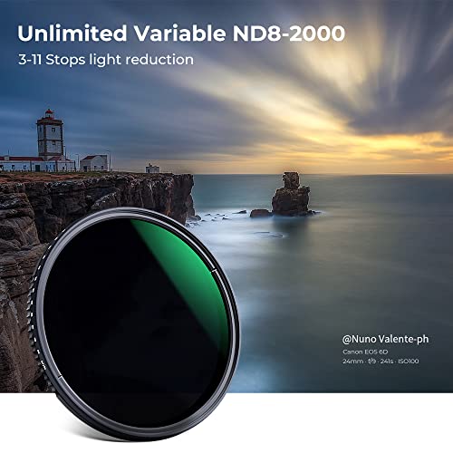 K&F CONCEPT 52mm Variable ND8-ND2000 (3-11stop) Waterproof ND Lens Filter