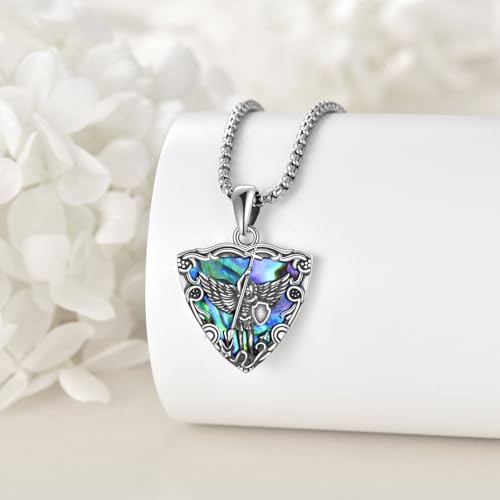 URONE St. Michael Necklace 925 Sterling Silver Saint Michael Pendant Necklace Saint Amulet Catholic Jewellery Gifts for Men Women