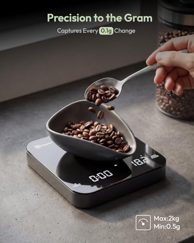Maestri House S2 Espresso Coffee Scale with Timer 0.1g Precision Shot Scale Black&Silver