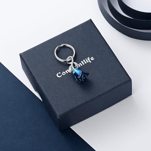 constantlife Rose Flower Urn Keychain Cremation Jewelry for Ashes, Stainless Steel Memorial Pendant Gift Funeral Keepsake Blue