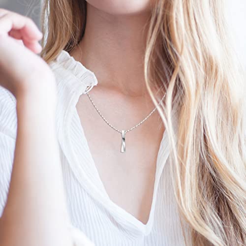 BEILIN 925 Sterling Silver Vertical Bar Urn Necklace Simple Urn Pendant Commemorative Ashes Souvenir Men Women's Necklace Cremation Jewelry (Silver twisted cube bar)