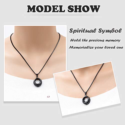 XSMZB Circle of Life Urn Necklace for Ashes Stainless Steel Eternity Keepsake Memorial Cremation Jewelry for Ashes Pendant Locket Black