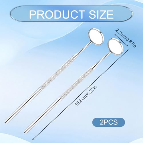 2 x Oral Mouth Mirrors, Stainless Steel Mouth Tooth Mirror, Anti-Fog Dentist Mirror, Dog Mouth Mirror, Extension Tool, Also Handy for Dentists and Eyelash Extensions