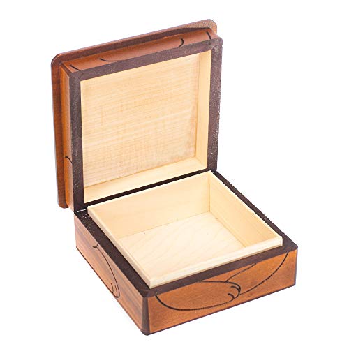 Polish Handmade Wooden Floral Box Linden Wood Keepsake Bracelet Jewelry Box