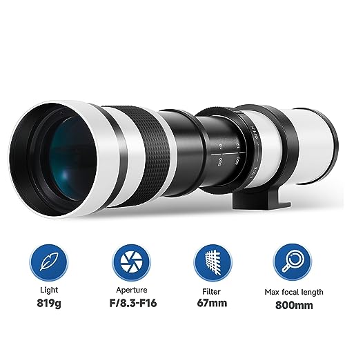JINTU 420-800mm f8.3 Telephoto Zoom Lens Manual for Nikon SLR Cameras D5600 D5500 D5300 D5200 D5100 D3100 D3500 D3400 D3300 D3200 D7500 D7200 D90 Wildlife Birds