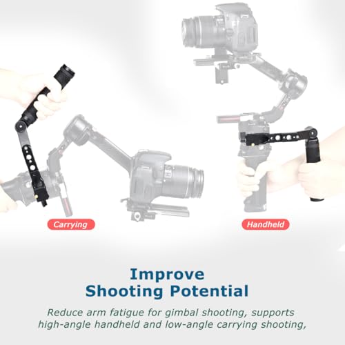 360° Adjustable Handgrip Handle with NATO Clamp for DJI RS3 Pro/RS3 Mini/RS3/RS2/RSC2, Gimbal Sling Grip with Coldshoe 1/4" Holes Extension Mount