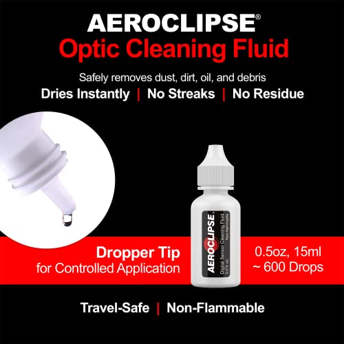 Aeroclipse Optic Cleaning Fluid - Non-Flammable Camera Lens Cleaner and Digital Sensor Cleaning Solution for Coated Lenses, Telescope, Projector and Other Optical Products - Dropper Tip (15ml) - 0.5oz Aeroclipse