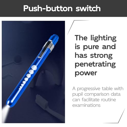 Diagnostic Light Pupil Light Pack of 2 - Reusable LED Pen Lamp with Pocket Clip for Nurses, Doctors and Students (Red and Blue) for Precise Diagnostics