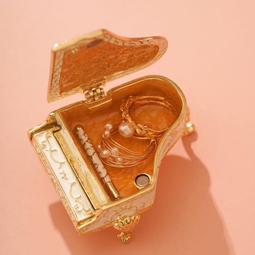 Dzrige Musical Jewelry Box for Women, Piano Music Box with Rhinestones