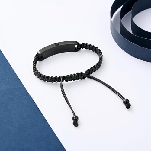 constantlife Cross Cremation Bracelet for Ashes Men Women American Flag Memorial Braided Bangle for Human Keepsake Adjustable Urn Jewelry to Honor Loved Ones Gift Black