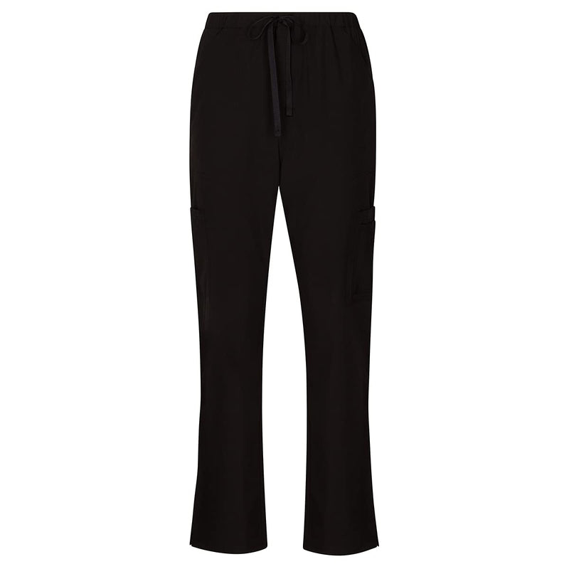 [Australia - AusPower] - Natural Uniforms Women's Cool Stretch V-Neck Top and Cargo Pant Scrub Set with Regular and Petite Sizes Black Medium 