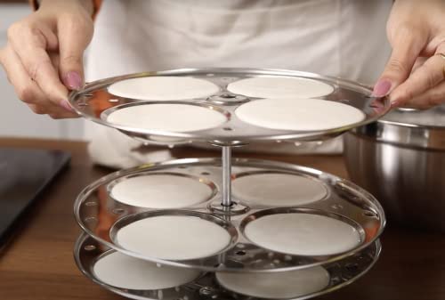 Vinod Stainless Steel Idli Stand – 5 Tier Stand – Makes up to 20 Idlis – Easy Cleaning – Ergonomic Tiers - Suitable For Indian Cooking – Food Grade Idli Plates For Cooker, Electric Pot, Insta Pot