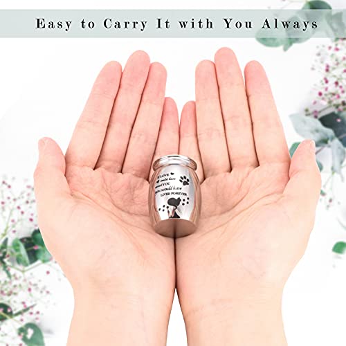 Small Cat Urn for Ashes 1.57 Inches Tiny Cremation Urn Mini Pet Paw Keepsake Stainless Steel Mini Urn for Cat Ashes Holder S Silver