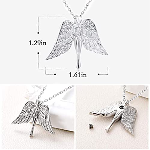 Guardian Angel Urn Necklace for Ashes - Stainless Steel Cremation Jewelry for Human Ashes, Hypoallergenic Memorial Keepsake Pendant with Adjustable Chain for Women & Men