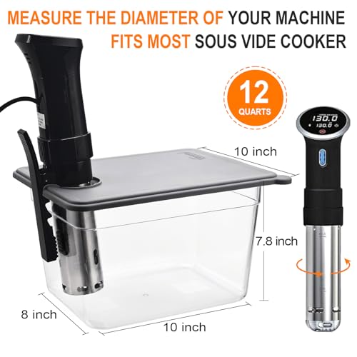 HOMENOTE 12 Qt BPA-free sous vide container with collapsible silicone lid for precise temperature cooking and storage.