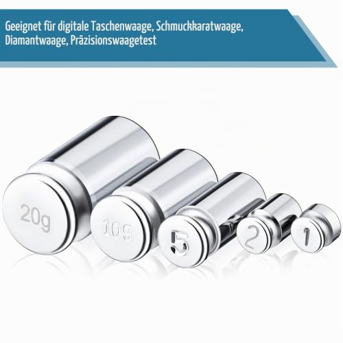 Calibration Weight 1g 2g 5g 10g 20g Calibration Gram Scale Weight Set for Digital Scale Balance and 1 Piece Calibration Weight Tweezer