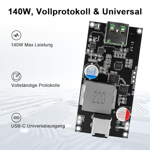 140W PD3.1 Fast Charging Module with PPS Support, Universal Fast Charging Module, Supports PD/QC5/SCP/VOOC, with Surveillance Protection and Ventilation