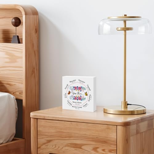 Christian Gifts for Women Birthday Inspirational Religious Gifts for Women Catholic Spiritual Gifts for Friends Family Colleague Christian Wooden Box Sign for Home Office Shelf Desk Table Decor