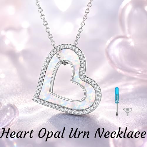 SNOWELLE Heart Urn Necklace 925 Sterling Silver Memorial Keepsake Jewelry