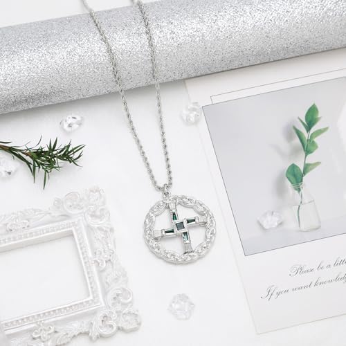 St Brigid's Cross Necklace Saint Bridget Necklace Cubic Zirconia Traditional Irish Celtic Cross Pendant Pagan Religious Jewelry Amulet Gift for Women Men silver