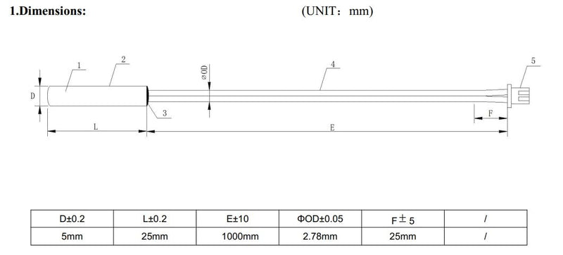 [Australia - AusPower] - B3950 Thermistor Temperature Sensor 10K Sensitive NTC Probes 1m Cable, 5Pcs Waterproof Temp Probe 1m / 39.37in 5 