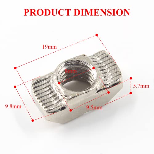 Rierdge Sliding T Nuts, M8 Thread, 10mm T-Slot, 50-Piece Pack 40S-M8