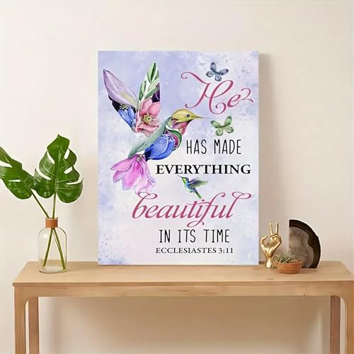 Bible Verse Canvas Wall Art Decor "He has made everything beautiful in its time" Home Office Christian Art Decoration 16”X12” inches (Framed) - Ready to Hang (Everything Beutiful, 16 inch * 12 inch, Wrapped Canvas) Everything Beutiful 12"L x 16"W